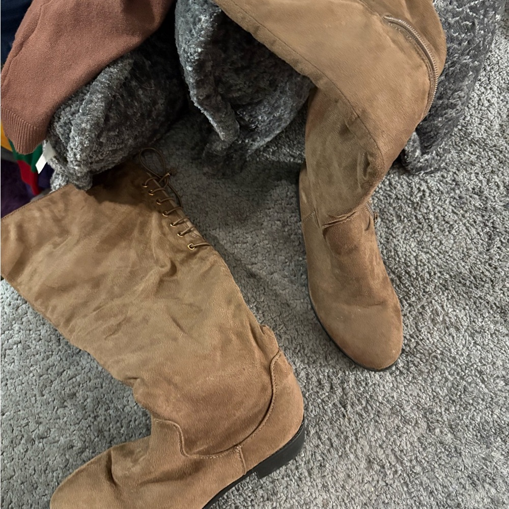 TOP Moda Women's Brown Over the Knee Boots